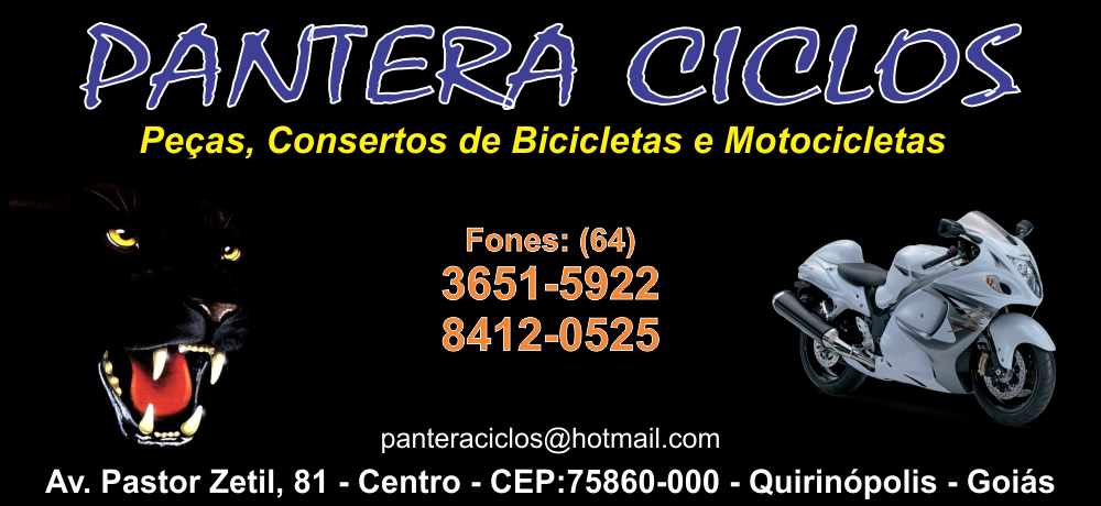 PANTERA CICLOS - BICICLETARIA EM QUIRINÓPOLIS