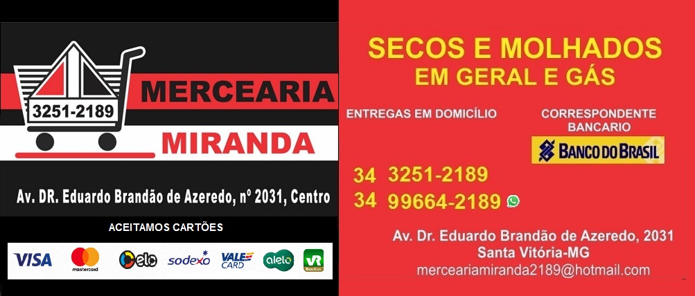 MERCEARIA MIRANDA - GÁS EM SANTA VITÓRIA