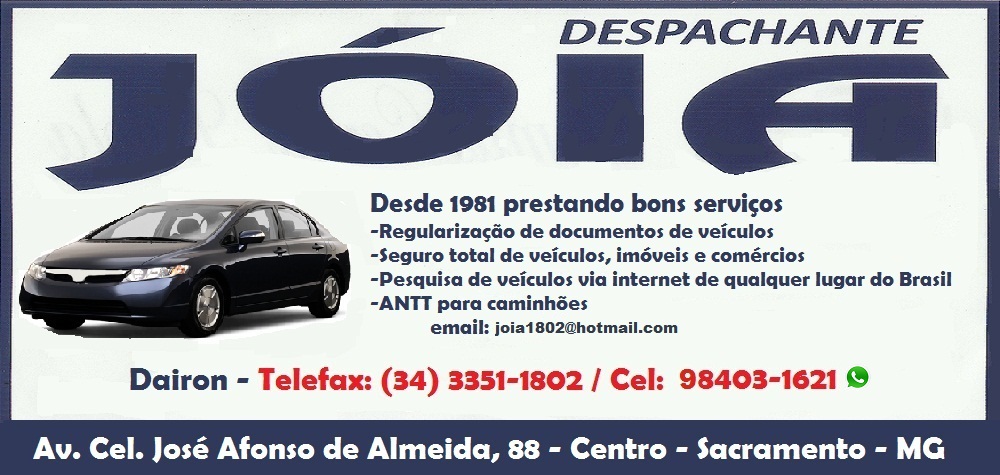 DESPACHANTE JÓIA - DESPACHANTE EM SACRAMENTO